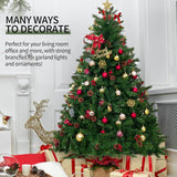 4ft Deluxe Christmas Tree Artificial With LED Lights White Pine Red Berry Cone Stand