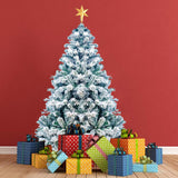 4ft Deluxe Christmas Tree Artificial With LED Lights White Pine Red Berry Cone Stand