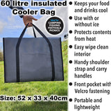 Extra Large 60L Insulated Cooler Cool Bag Box Picnic Camping Food Drink Ice