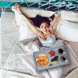 Bamboo Bed Tray Wooden With Handles Folding Leg Serving Breakfast Lap Food Table