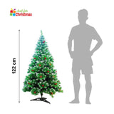 4ft Deluxe Christmas Tree Artificial  Pine Cone Red Berries With LED Lights Stand