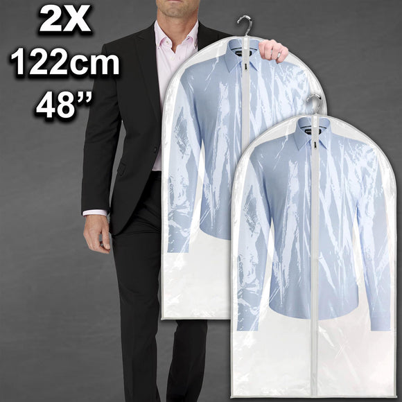 2x 122cm Large Hanging Suit Dress Coat Travel Bags Clothes Covers Storage Zip