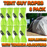 8X GUY LINE TENT ROPE CAMPING CARAVAN PARACORD GAZEBO ROPES CORD SAILING GUYLINE