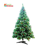 4ft Deluxe Christmas Tree Artificial  Pine Cone Red Berries With LED Lights Stand