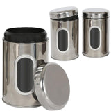 3x Kitchen Storage Canisters Tea Coffee Sugar Jars Set Pots Food Container Tins