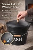 🔥12L Ash Bucket With Lid BBQ Wood Fire Cast Iron Log Container Litre Coal Bin