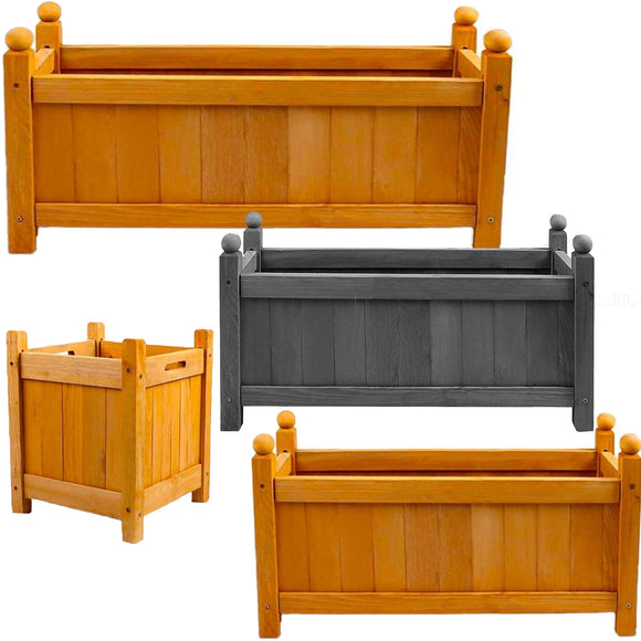 Premium Wood Garden Planter Large Flower Plant Pot Window Box Raised Bed Basket