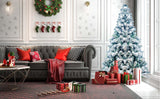 4ft Deluxe Christmas Tree Artificial With LED Lights White Pine Red Berry Cone Stand