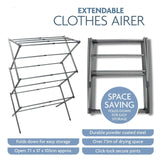 3 Tier Extendable Clothes Airer Dryer Foldable Laundry Washing Line Horse Drying