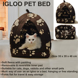 Soft Pet Cat/Kitten Dog/Puppy Fleece Igloo Beds Warm House Cave Tunnel Snug Pod