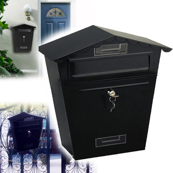 🔥Large Post Box Letter Mail Box Premium Steel Lockable Wall Mount 2 Keys Secure