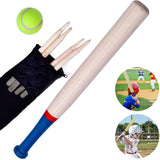 6 Pcs Wooden Rounders Set Deluxe Baseball Bat Tennis Ball Carry Bag Garden Game