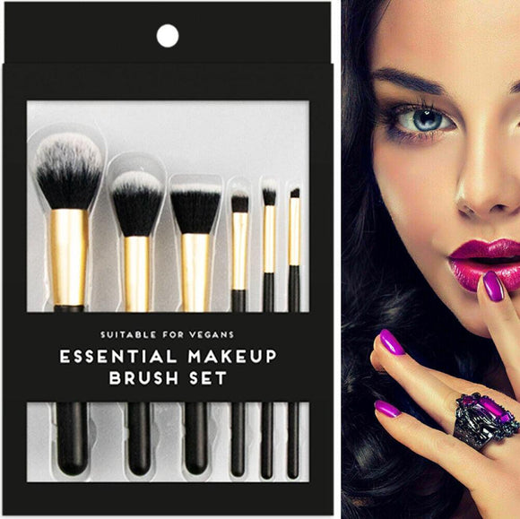 6 Pcs MAKE UP BRUSHES SET Face Powder Contour Eyeshadow Blusher Brush Makeup UK