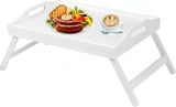 Bamboo Bed Tray Wooden With Handles Folding Leg Serving Breakfast Lap Food Table