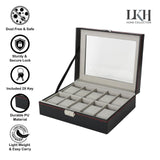 🔥Watch Display Case Jewellery Collection Storage Holder Leather Box 10 Grids Key