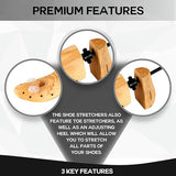2x Shoe Tree Stretcher Wooden Shaper Men Adjustable Bunion Corn Blister Size6-12