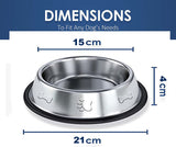 2x Large Dog Bowls Non Slip Pet Cat Puppy Stainless Steel Water Food Dish Bowl