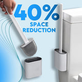 Silicone Toilet Bathroom Brush Flexible Head Long Handle Wall-Mounted Anti Drip