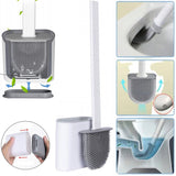 Silicone Toilet Bathroom Brush Flexible Head Long Handle Wall-Mounted Anti Drip