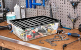 32L PLASTIC STORAGE BOX UNDERBED BLACK LID STRONG DURABLE HOME OFFICE STACKABLE