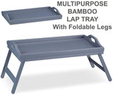 Bamboo Bed Tray Wooden With Handles Folding Leg Serving Breakfast Lap Food Table