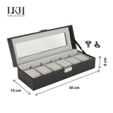 🔥Watch Display Case Jewellery Collection Storage Holder Leather Box 6 Grids Key