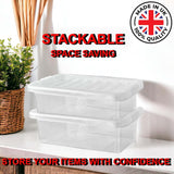 4x 6L Plastic Storage Boxes Lid Handles Food Container Home Kitchen Office Box
