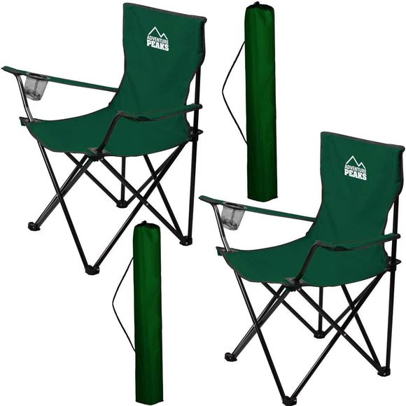 2x Camping Chairs Folding Outdoor Seat Fishing Garden Beach Chair Cup Holder UK