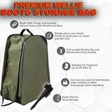 WELLY BOOT BAG WELLINGTON STORAGE CARRIER BAG ZIPPED CARRY HANDLE FREE BRUSH