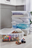 32L PLASTIC CLEAR LID STORAGE BOX UNDERBED STRONG DURABLE HOME OFFICE STACKABLE