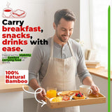 3x Bamboo Serving Trays Wooden Serving Tray Set Breakfast Platters With Handles