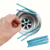 12 Pack Drain Sticks Drain Cleaner Odour Hair Remover Sink Bath Shower Kitchen