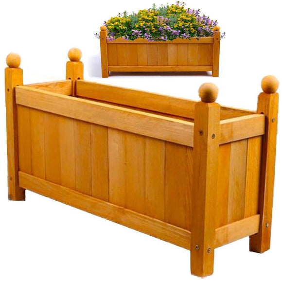 Premium Wood Garden Planter Large Flower Plant Pot Window Box Raised Bed Basket