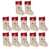 12x Hessian Jute Christmas Stocking Gift Filler Foil Printed Xmas Santa Sacks