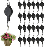 24x STRONG RETRACTABLE HANGING BASKET PULLEY Pull Down Plant Hanger Hooks