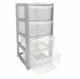 4 Tier Mini Drawer Plastic Tower Trolley Drawers School Office Home Desktop UK