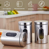 3x Kitchen Storage Canisters Tea Coffee Sugar Jars Set Pots Food Container Tins