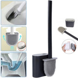 Silicone Toilet Bathroom Brush Flexible Head Long Handle Wall-Mounted Anti Drip