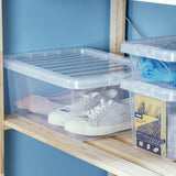 32L PLASTIC CLEAR LID STORAGE BOX UNDERBED STRONG DURABLE HOME OFFICE STACKABLE