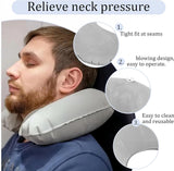 2x Inflatable Neck Pillow Travel Cushion Flight Head Rest Air Support Cushion