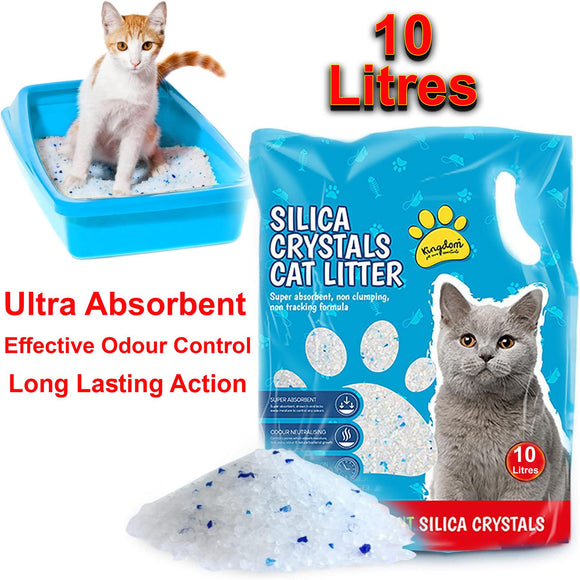 10L Cat Litter Silica Crystal Diamonds Gel Odour Control Toilet Tray Kitten Loo