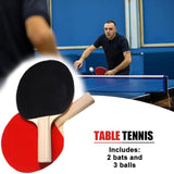 Table Tennis Racket Ping Pong Set 2 Bats, 3 Balls, 2 Players Game Set Premium