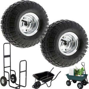 2 x 10" Pneumatic Sack Truck Trolley Wheel Barrow Tyre Tyres Wheels 4.10/3.5-4.0