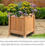 Premium Wood Garden Planter Large Flower Plant Pot Window Box Raised Bed Basket