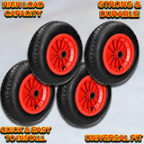 4x 14" PNEUMATIC SACK TRUCK TROLLEY WHEEL BARROW TYRE HEAVY DUTY WHEEL 3.50-8