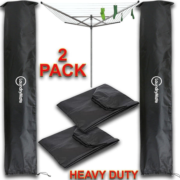 2x Waterproof Heavy Duty Rotary Washing Line Cover Clothes Airer Garden Parasol