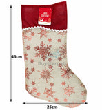 12x Hessian Jute Christmas Stocking Gift Filler Foil Printed Xmas Santa Sacks