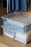 32L PLASTIC CLEAR LID STORAGE BOX UNDERBED STRONG DURABLE HOME OFFICE STACKABLE