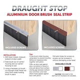 🔥Door Aluminium Draught Excluder Brush Strip Bar 25 mm Heat Seal Energy Savings