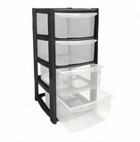 4 Tier Mini Drawer Plastic Tower Trolley Drawers School Office Home Desktop UK